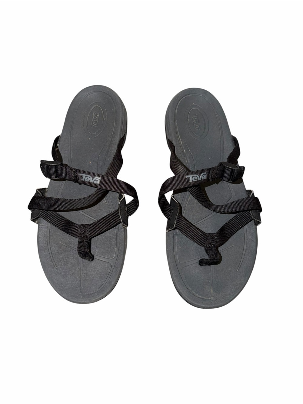 Teva Ascona Flip Women’s Sandals Black Adjustable Thong Comfort Sandals Size 8.5